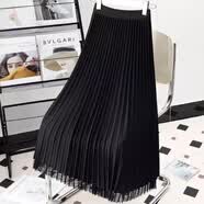 花花公子（PLAYBOY）春季新款女装套装中国风网纱半身裙女高腰显瘦松紧腰网纱裙百褶裙 黑色 S 【75斤-90斤】