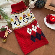 妙普乐宠物新年款毛衣秋冬猫咪德文泰国狗狗衣服泰迪小狗保暖御寒 红色企鹅 L(建议体重8-11斤)