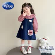 迪士尼（Disney）儿童春秋季新款洋气2026女童韩版休闲牛仔背心裙套装女宝宝秋装潮 蓝色 90 cm 【建议80-90cm 1-2周岁】