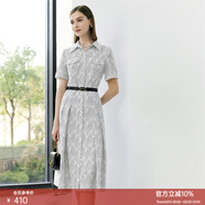 颜域（YANYEE）优雅气质白色印花短袖连衣裙女士裙子2024年夏季新款收腰显瘦 白花 M/38