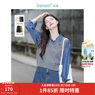 茵曼（INMAN）针织马甲女2026春季老钱风V领薄冬季学院风内搭毛衣 苍灰色 S
