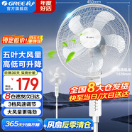 格力（GREE）电风扇家用大风量落地扇立式节能电扇客厅卧室宿舍摇头定时空气循环风扇台地两用排气扇空调伴侣 【白色】金属网罩 强风劲凉 可升降经典款 4012