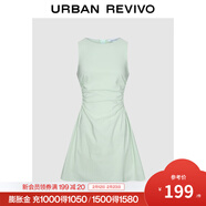 UR2025春季新款女摩登气质褶皱收腰显瘦无袖连衣裙UYY750030 浅薄绿 S