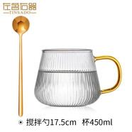 左茗右器（ZUOMINGYOUQI）贵妃杯办公室玻璃杯600ml大容量 450ML+勺子