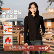 班尼路加绒外套女装立领修身秋冬季新款内里长绒保暖上衣服可内搭13 【双面绒】黑#纯色 M