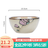 玉泉陶瓷中式田园米饭碗家用创意手绘陶瓷面碗汤碗加厚防烫陶瓷玉兰花 6英寸面碗粉紫色