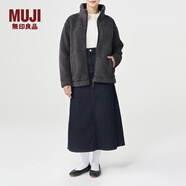 MUJI MUJI 男女通用 羊羔绒 拉链夹克 毛绒加绒厚外套 秋冬季 深灰色 XXS-XS