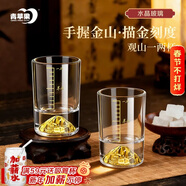 青苹果手握金山白酒杯精致一两杯6只装 加厚水晶玻璃带刻度50ml观山杯