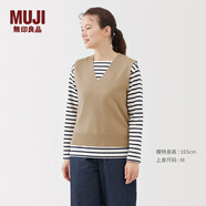MUJI女式 米兰诺罗纹编织 背心 针织女装上衣马甲25年冬季 BA1QPA5A 米色 L (165/88A)