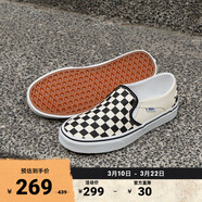 VANS范斯官方 Asher黑白棋盘格夏日一脚蹬女鞋帆布鞋 黑色黑白棋盘格(女款) 44.5