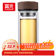 富光 男女士双层玻璃杯 高硼硅玻璃304茶隔水杯子 带茶隔泡茶杯500ml
