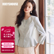 ROEYSHOUSE罗衣知性浅绿色薄款小外套女春装新款高级感修身OL西服09101 浅绿色 L