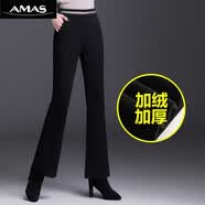 阿玛施AMASS哥弟适用微喇叭裤子女夏季薄款2026新款高腰女裤九分春秋显瘦休闲 黑色长裤【加绒款】S