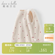 戴维贝拉儿童毛绒背心裙冬装连衣裙女童保暖红色新年裙子童装