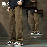 班尼路（Baleno）S&K系列休闲裤男新款秋冬季宽松直筒长裤男士工装纯棉运动裤子男 6023咖啡色 XL 125-145斤