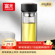 富光 男女士双层玻璃杯 水杯 支持团购定制 304杯子泡茶杯400ML黑