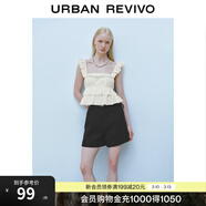 UR夏季新款女装甜美叠层荷叶边抽褶吊带衫UYY250036 本白 XS