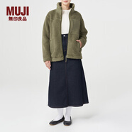 MUJI MUJI 男女通用 羊羔绒 拉链夹克 毛绒加绒厚外套 秋冬季 卡其绿 S-M