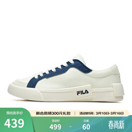 FILA FUSION斐乐男鞋POP帆布鞋潮牌男子潮流板鞋街拍运动休闲鞋男 奶白/徽章蓝-GB 44.5