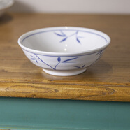 和风四季釉下彩日式餐具高颜值饭碗面碗汤碗陶瓷碗拉面碗小吃碗甜品碗好看 (竹影斑驳）6英寸浅菜碗450ml