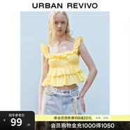 UR夏季新款女装甜美叠层荷叶边抽褶吊带衫UYY250036 米黄 XS