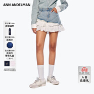 ANN ANDELMAN官方直营满天星烫钻牛仔短裙解构层次感拼接蛋糕半裙 蓝色 XS