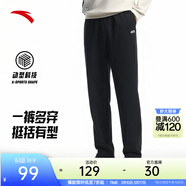 安踏（ANTA）男裤运动裤卫裤男春夏季弹力舒适直筒裤通勤百搭休闲裤男士长裤子 【针织-弹力舒适-直筒平口】基础黑7304-3 四季款 M  (男170/女165)