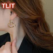 TLIT 爱心镂空耳钩欧美感金属耳环小众通勤新款耳饰生日礼物送女友 耳钩-金色