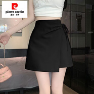 皮尔卡丹（pierre cardin）西装甜美百搭半身裙夏高腰显瘦a字裙遮胯包臀不规则短裙 黑色  S 【建议80-95斤】