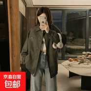 春秋季痞帅外套男女高街潮牌港风日系原宿风韩版潮流宽松情侣夹克 绿色 XL