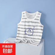 女童背心纯棉吊带衫女打底内穿无袖上衣宝宝外穿儿童背心男童上衣 XM-莱卡棉背心)黑横条笑脸 130 cm