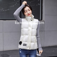 卡姆森2026年新款棉马甲女韩版秋冬棉服背心外穿学院风休闲马夹外套女 白色 S 【70-90斤】