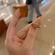 恒久叶老钱是白的堆叠不碰撞不褪色模拟黄金贵族女儿戒指 单祇实心素圈美码5号