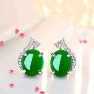 APZ老凤凰925银和田玉耳钉女复古法式翡翠耳钉森系ins风耳环新款纯银 原创经典玛瑙耳钉