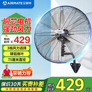 艾美特（AIRMATE）工业风扇强力落地扇大功率工厂电风扇大风力立式摇头牛角壁扇铸铝 30寸(750型壁扇)FP7518W