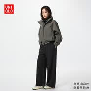 优衣库偏短款女装运动宽腿裤阔腿裤宽松卫裤481248 09 黑色 3XL /170/92B