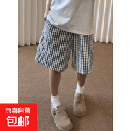 2026新款大码薄款睡裤短裤阔腿显瘦格子夏季宽松休闲家居休闲裤女 黑色 M