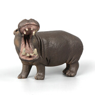 MECHILE仿真动物模型玩具套装野生动物园认知老虎长颈鹿大象犀牛斑马鳄鱼 实心河马