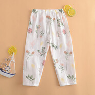 哈咪奇（HAMQI）夏季男女儿童纱布长裤宝宝纯棉薄款家居打底两用裆睡裤透气 伊恩植物园 73 cm