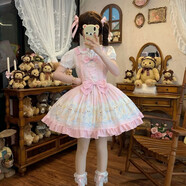 颜夕公主原创Lolita【浣熊派对】可爱正版甜美系背带裙百搭洛丽塔 粉裙+拖尾+衣架+防尘袋+飞机盒 S 【80斤以下】