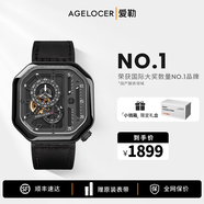 爱勒 AGELOCER原创赛车表时尚男士镂空机械手表高端国表大表盘送男友生日礼物 赛车表5802J1-深黑