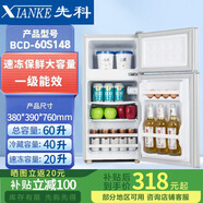 先科双门冰箱家用速冻保鲜双温一级能效轻音省电小型电冰箱迷你出租房 双门60升/速冻保鲜/一级能效