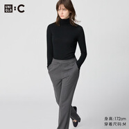 优衣库女装HEATTECH EXTRA WARM混纺高领T恤/长袖9%羊绒478954 478954/09黑色 M