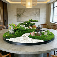 禾沐本圆桌中间摆件酒店包间转盘装饰景观餐桌仿真花新中式创意摆花饰品 北国风光 直径170cm