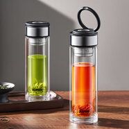 苏泊尔（SUPOR）茶水分离玻璃杯男女士大容量双层隔热办公泡茶杯子2026新款 行砚黑-320ml