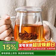 物生物（RELEA）玻璃杯男女士茶水分离杯耐高温办公泡茶杯带把高硼硅水杯花茶杯子