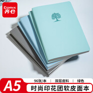 齐心（COMIX）齐心时尚印花笔记本软皮面本本子  商务办公会议记事本日记本 A5/96张 ECPA5961绿