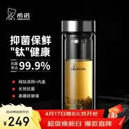 希诺抗菌玻璃杯双层防烫办公车载水杯男高档泡茶杯子XN-9303KT 360ml