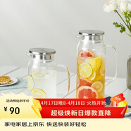 乐扣乐扣（LOCK&LOCK）凉水壶耐热玻璃泡茶柠檬水果水杯子带把家用大容量玻璃茶水杯1.2L