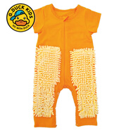 G.duck小黄鸭婴儿爬行服宝宝拖地爬爬服儿童连体衣服春秋冬装懒人擦地薄 桔色短袖9分裤+护肘 90cm 18斤-22斤